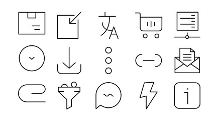 General Interface Line Icon Set. UI, UX, buttons, menus, navigation, settings, controls, toggles, layout, dashboard, web, app, digital interface icons vector illustration. Pixel-perfect stroke