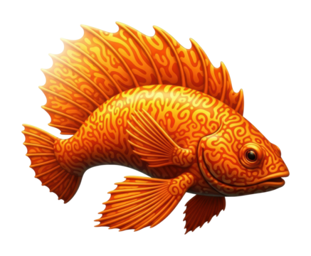 Vibrant orange fish swimming in bright waters digital underwater