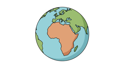 Cartoonish depiction of the world showing the African continent with its surrounding areas