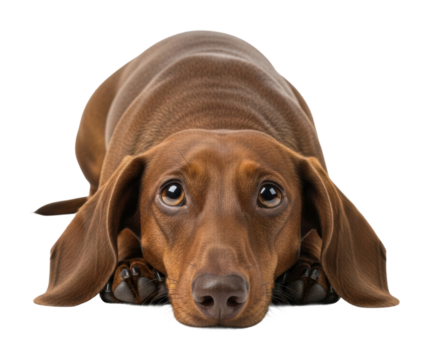 Playful brown dog laying down at home cute pet