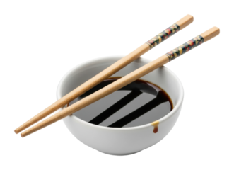 Dipping soy sauce bowl with chopsticks kitchen food home