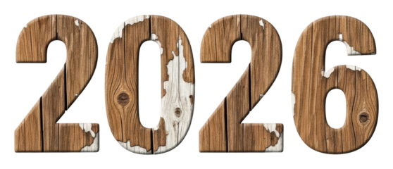 Wooden numbers 2026 in rustic style home