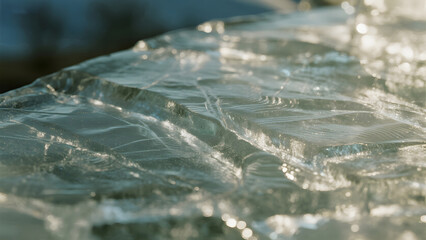 Frosty Ice Texture, Crystal Clear, Winter Scene, Natural Pattern, Frozen Surface