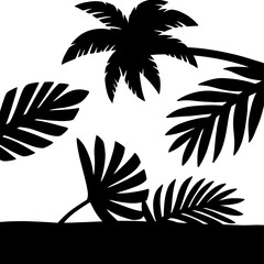 Tropical Silhouette, Palm Tree, Beach Scene, Vector Art, Summer Design
