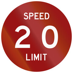 Historic Indian road sign from the 1950s - Speed limit 20 kmh