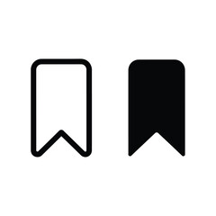 Two bookmark icons, one outlined and one solid black, representing save or favorite functionality for digital interfaces and web design.