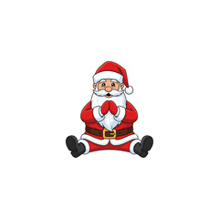 Cute Santa Claus sitting with hands together.