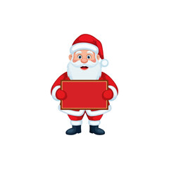 Santa Claus holding a blank red sign for holiday messages.