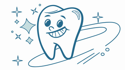 Happy sparkling clean cartoon tooth promoting dental health and bright smiles for kids, perfect for pediatric dentistry marketing and educational content about oral hygiene