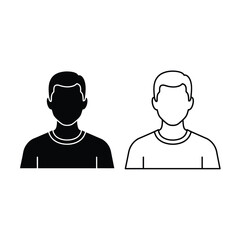 Two simple male silhouette icons, one filled black, the other outlined, representing people or profiles.