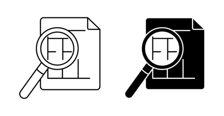 Magnifying Glass Over Blueprint Icon