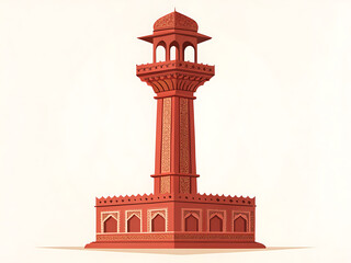 Flat vector of red sandstone Mughal pillar