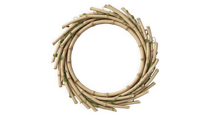 Oval shaped natural twig wreath isolated on transparent background