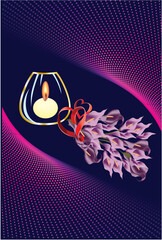 composition with candle and calla flowers
