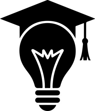 light bulb and graduation cap silhouette vector illustration