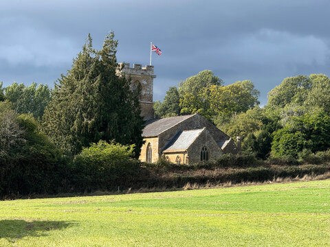 Anglican church with Union Jack flag