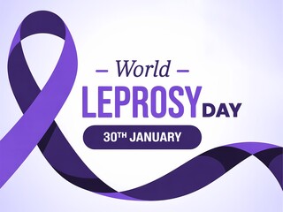 World leprosy day awareness campaign featuring purple ribbon and january 30th date