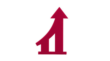 Red upward arrow growth chart business success financial increase positive trend isolated on white motivation progress economic improvement modern symbol