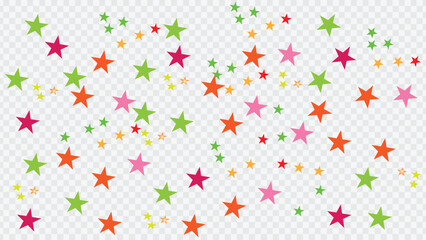 Colorful Stars Falling on Transparent Background green