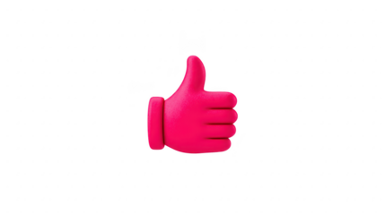 Thumb up hand gesture approval pink 3D icon positive symbol isolated pink 3D hand giving thumbs up gesture symbolizing approval and positivity isolated transparent background cheerful and modern