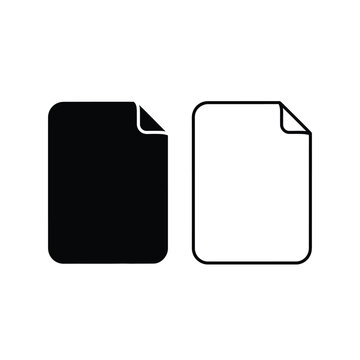 Document icons, black and white, isolated on white background, representing files, information, data, and paperwork