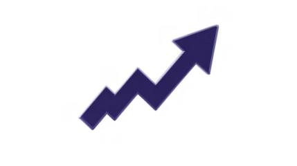 Upward arrow growth progress success business finance increase improvement blue isolated