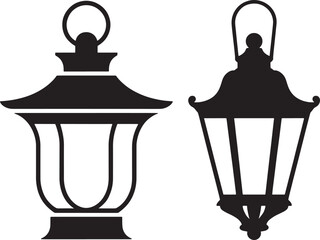 Traditional Lantern Silhouettes with Ornate Asian Design