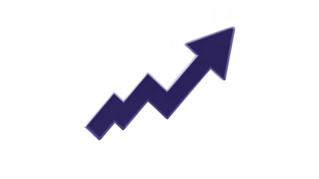 Upward arrow growth progress success business finance increase improvement blue isolated