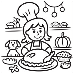 Cozy girls with bold black and white coloring pages