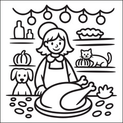 Cozy girls with bold black and white coloring pages