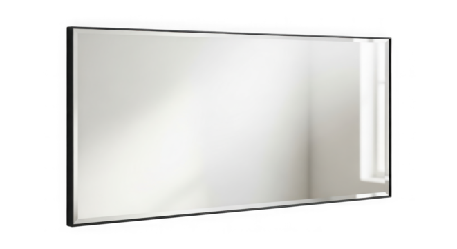A simple square mirror reflecting light isolated on transparent background