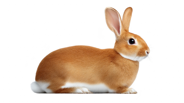 Brown rabbit white fur sitting side view isolated animal cute mammal pet domestic Brown rabbit with white fur sitting side view isolated transparency background displaying calm and gentle - Powered by Adobe