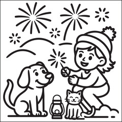 Cozy girls with bold black and white coloring pages