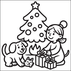 Cozy girls with bold black and white coloring pages