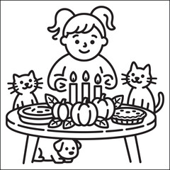 Cozy girls with bold black and white coloring pages