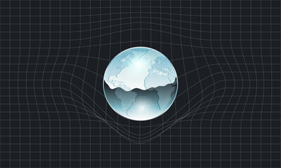 Futuristic earth globe with grid lines and cyber background. Digital network concept. Vector illustration