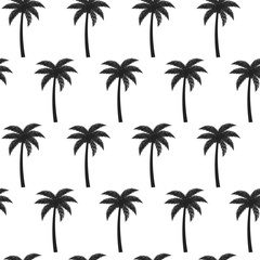 Seamless palm tree pattern. Palm tree silhouettes for tropical design. Tropical background. Vector illustration