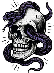 Skull Snake Purple Death Serpent  Design