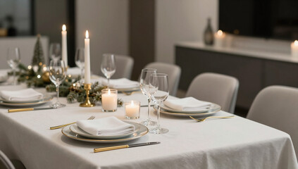 Fototapeta premium Elegant Luxury Holiday Dinner Table Setting Decoration