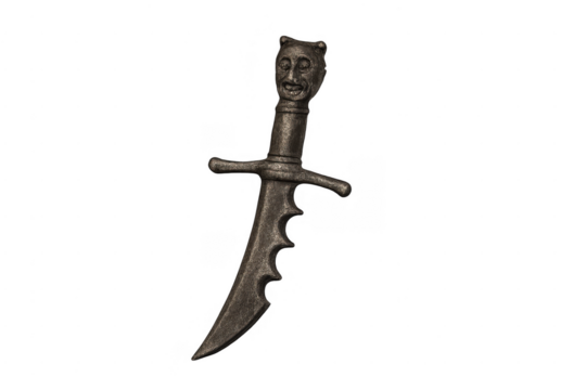 Medieval dagger with smiling sculpted face hilt