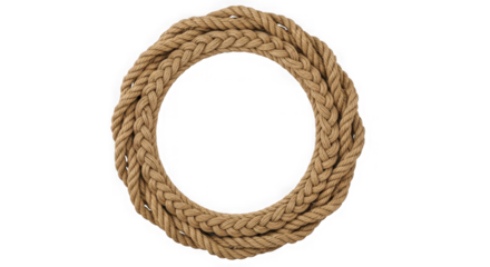 Oval braided rope frame isolated on transparent background