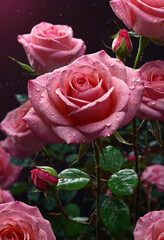 Pink rose in the garden. Generative AI