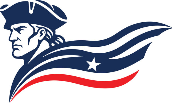 Patriot head with dynamic flag design vector illustration concept