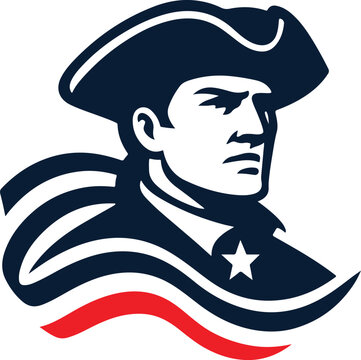 Patriot soldier character illustration in blue and red colors