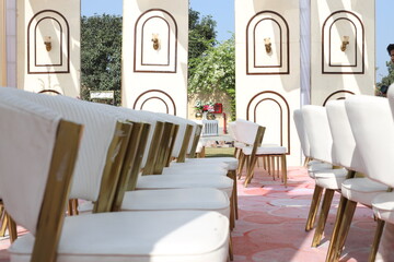 Elegant outdoor wedding decorations in daylight