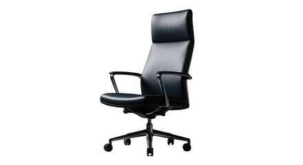 Modern executive office chair with high back isolated on transparent background