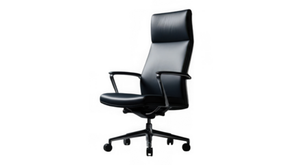 Modern executive office chair with high back isolated on transparent background