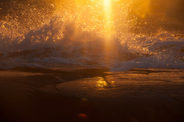 Winter storm with rough seas on the shores of the Bothnian Sea in Pori, Finland