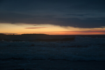 Winter storm with rough seas on the shores of the Bothnian Sea in Pori, Finland