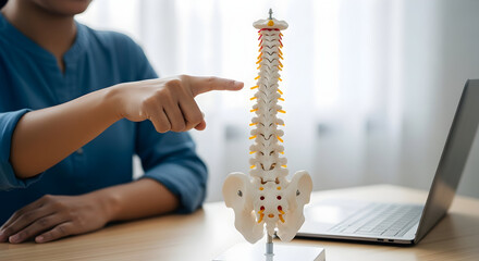 Spine Anatomy Education Model Presentation in Health and Medical Setting For Clinical Analysis Spinal Health Demonstration and Therapy Explaining Back Health Problems